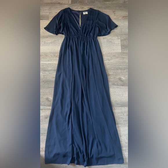 Show Me Your MuMu Emily Maxi Dress Medium Navy Blue Bridesmaid Bridal Wedding - Picture 2 of 6